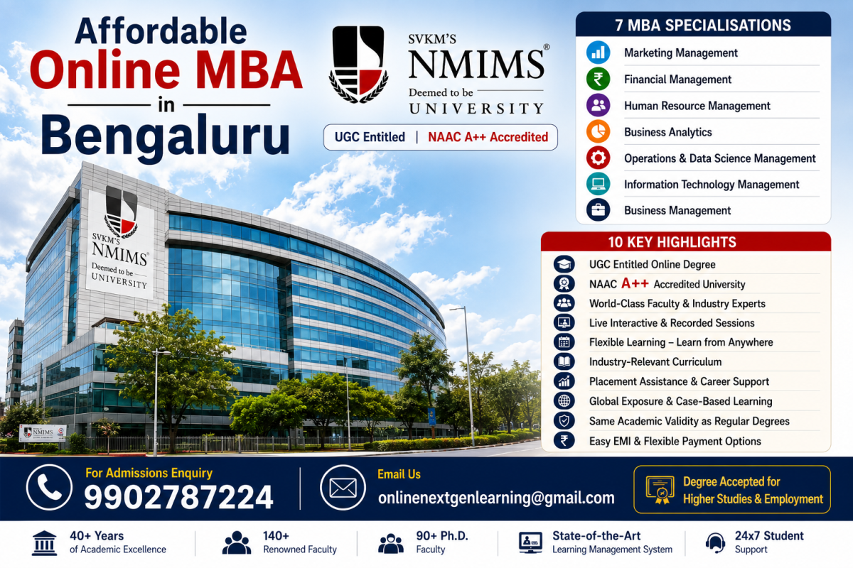 Affordable Online MBA Bangalore, Looking for a distance MBA, NMIMS Online MBA,  UGC Approved Online MBA, Affordable Online MBA