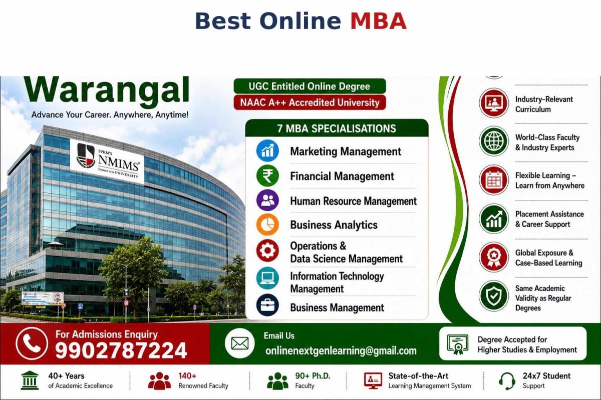 Best Online MBA in Warangal, Looking for a distance MBA, NMIMS Online MBA,  UGC Approved Online MBA, Affordable Online MBA